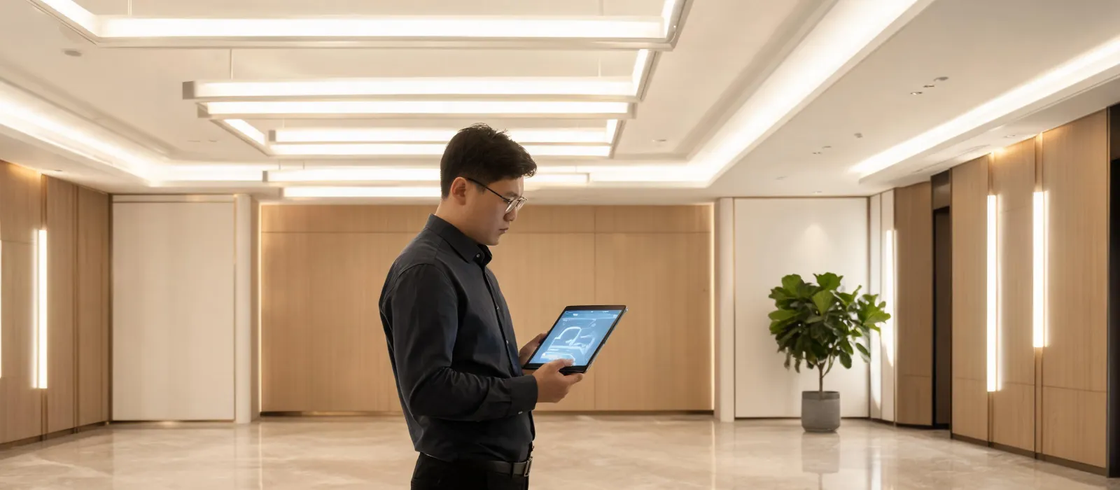 Lighting designer commissioning a connected interior